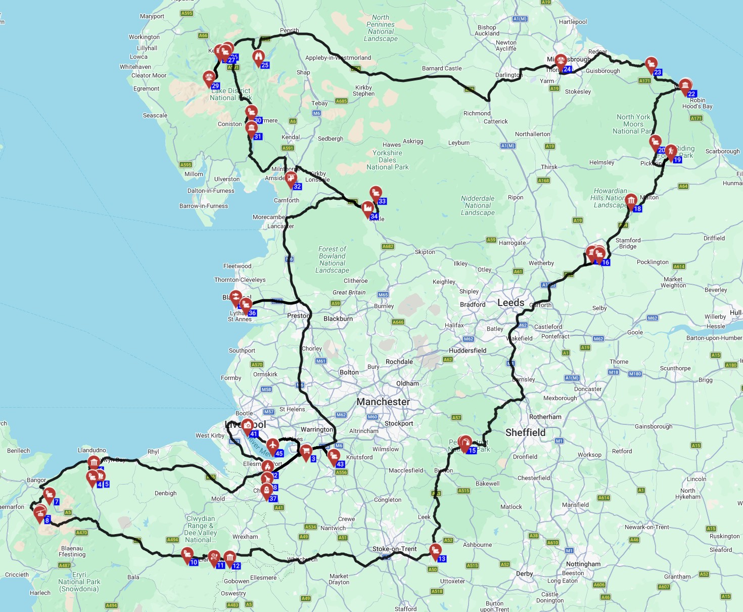Map for Liverpool Roundtrip - Ultimate British Family Road Trip